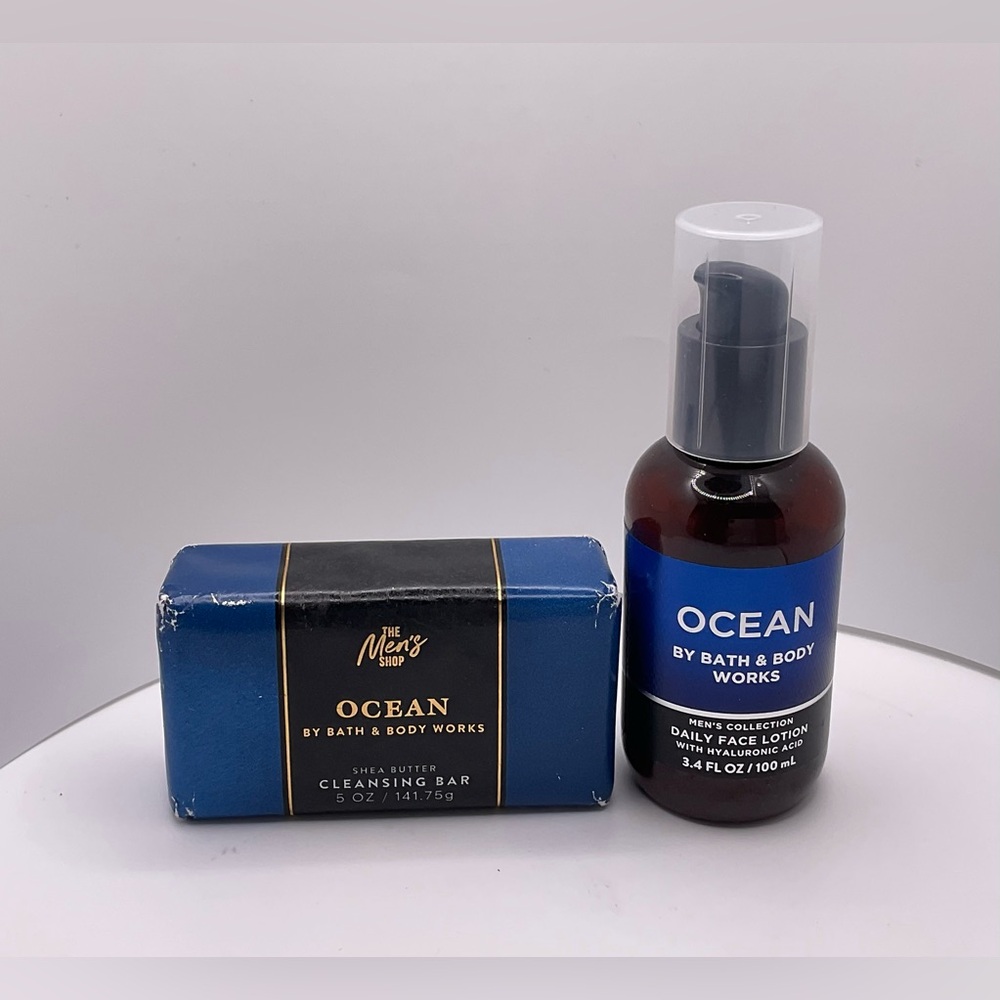 Bath & Body Works Men's Collection OCEAN Daily Face Lotion & Cleansing Bar Soap